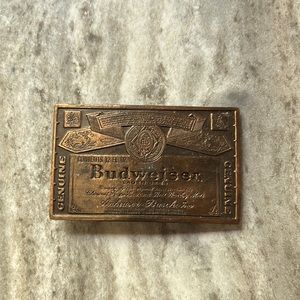 Budweiser brass belt buckle, vintage